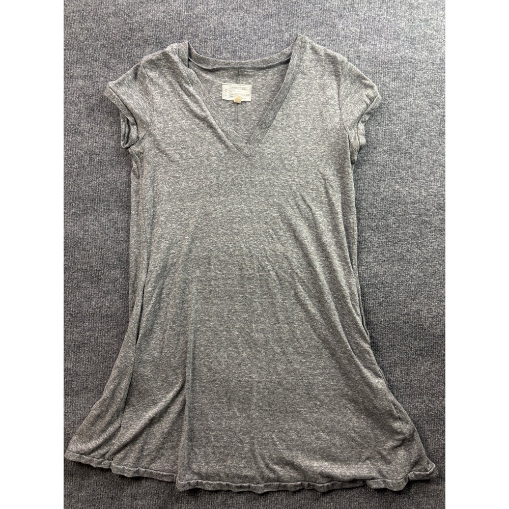Current/Elliott V-Neck Trapeze Dress Womens 0 Heather Grey Short Sleeve Pocket